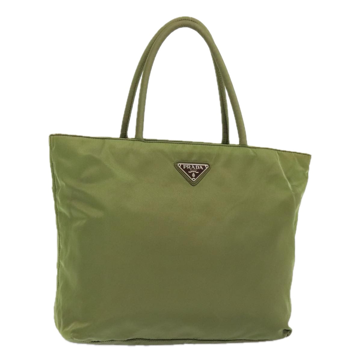 PRADA Hand Bag Nylon Green Silver Auth 90537