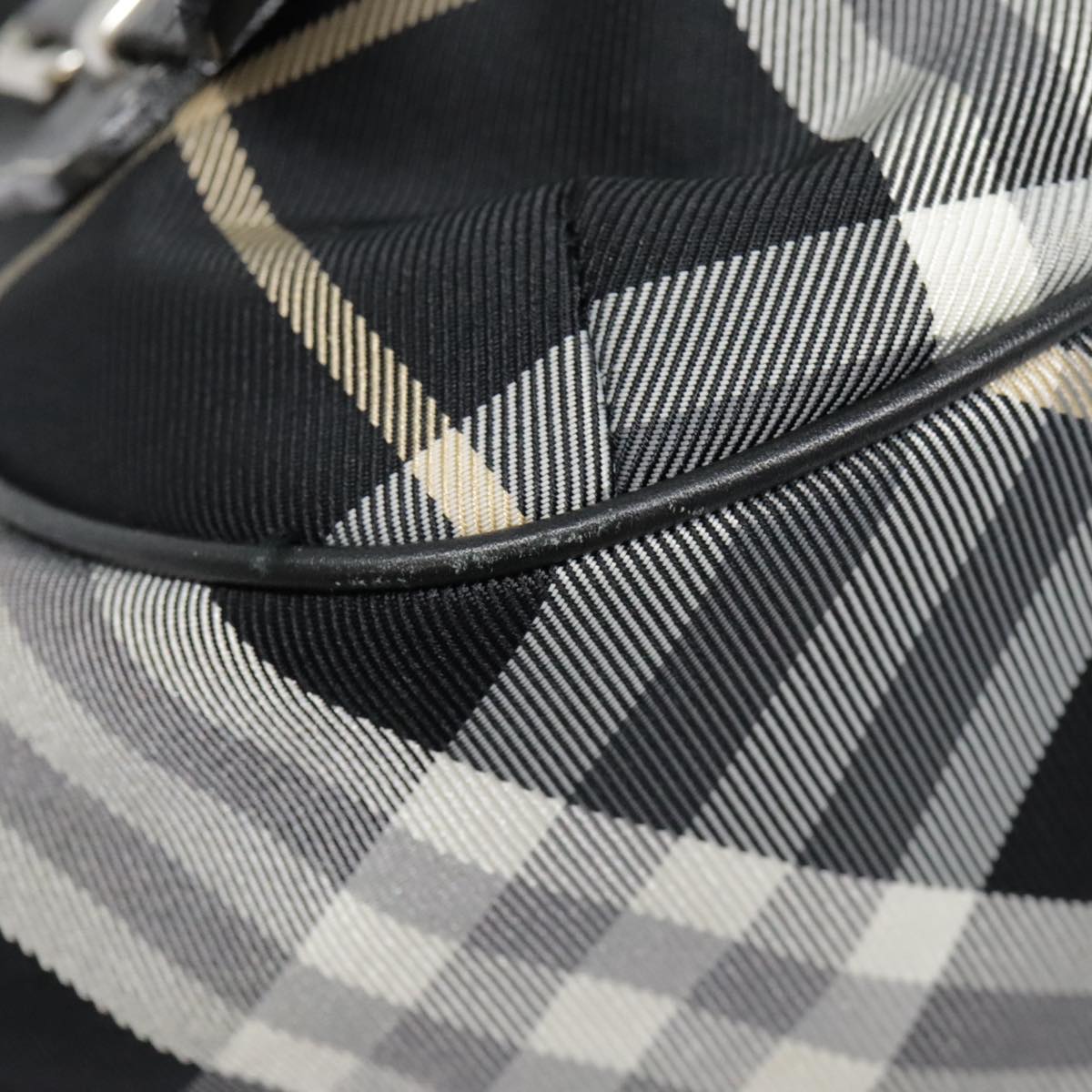 BURBERRY Nova Check Blue Label Hand Bag Nylon 2way Black Auth 90539