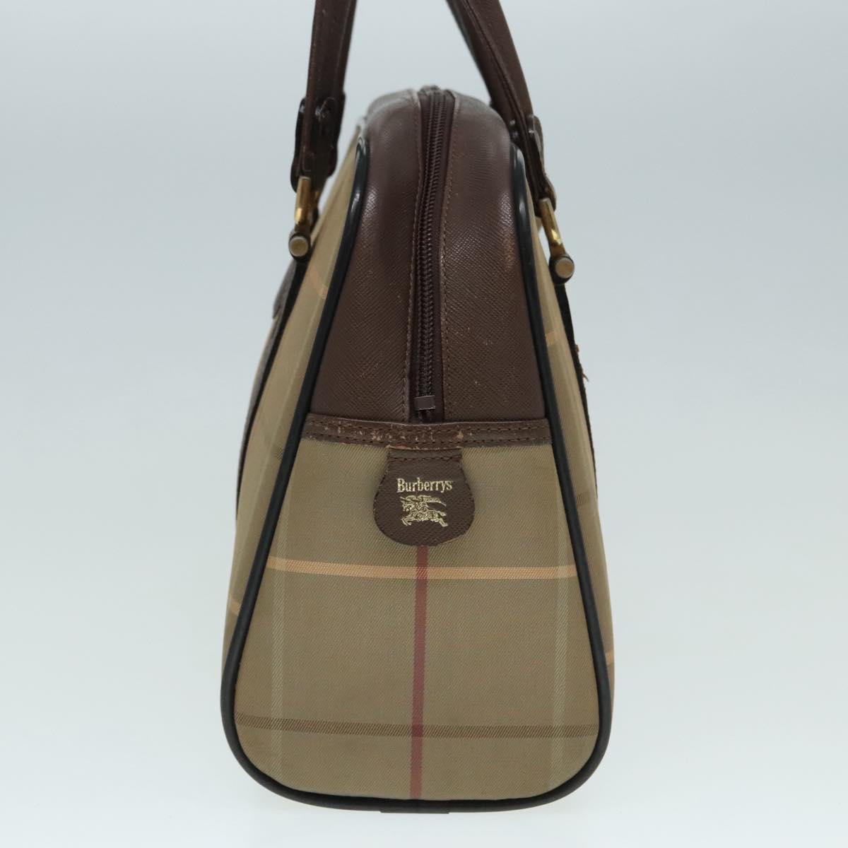 Burberrys Nova Check Hand Bag Canvas Beige Auth 90552