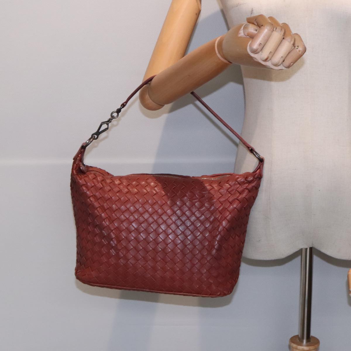 BOTTEGA VENETA INTRECCIATO Hand Bag Leather Brown Auth 90565