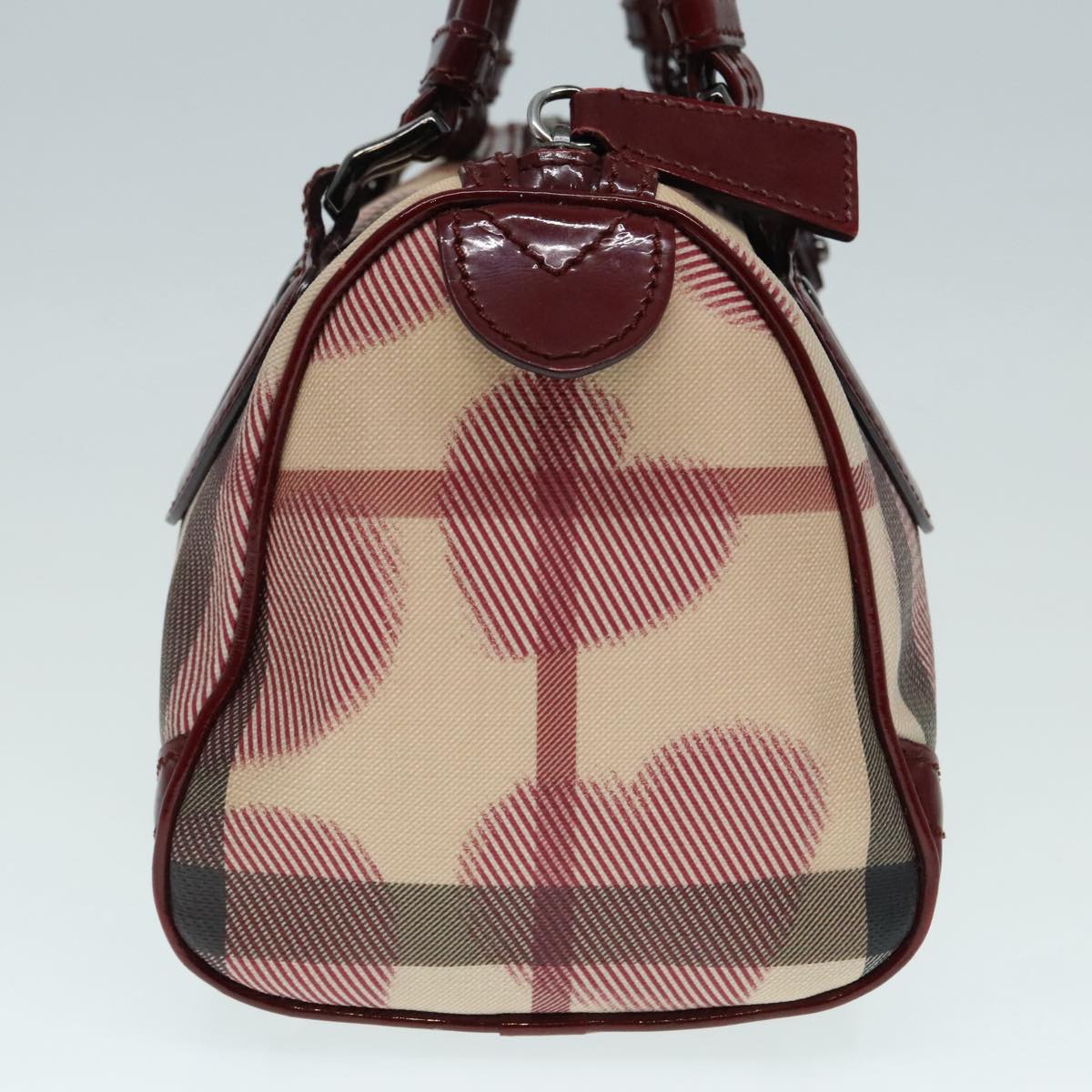 BURBERRY Nova Check Hand Bag Coated Canvas Beige Red Auth 90566