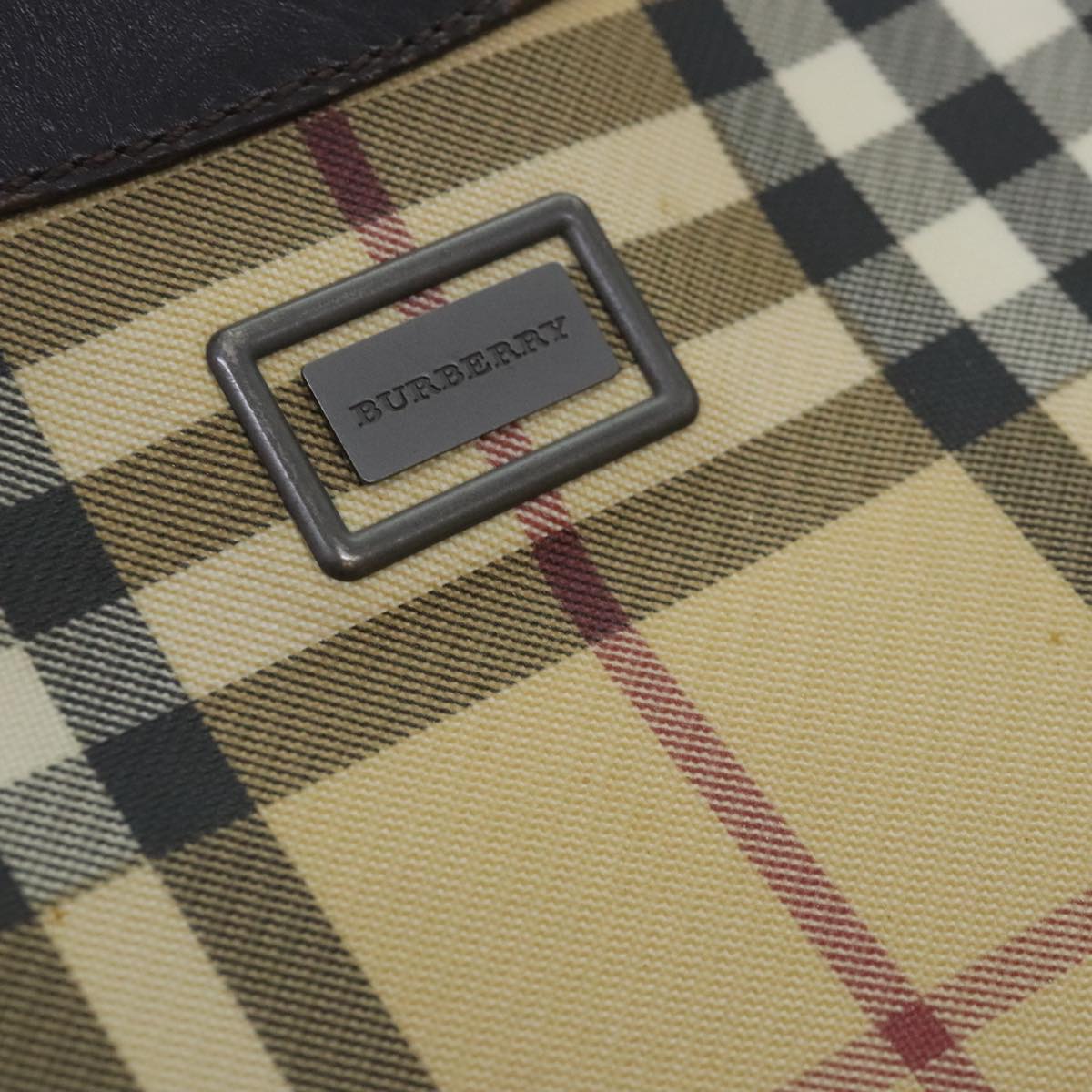 BURBERRY Nova Check Shoulder Bag Coated Canvas Beige Auth 90586