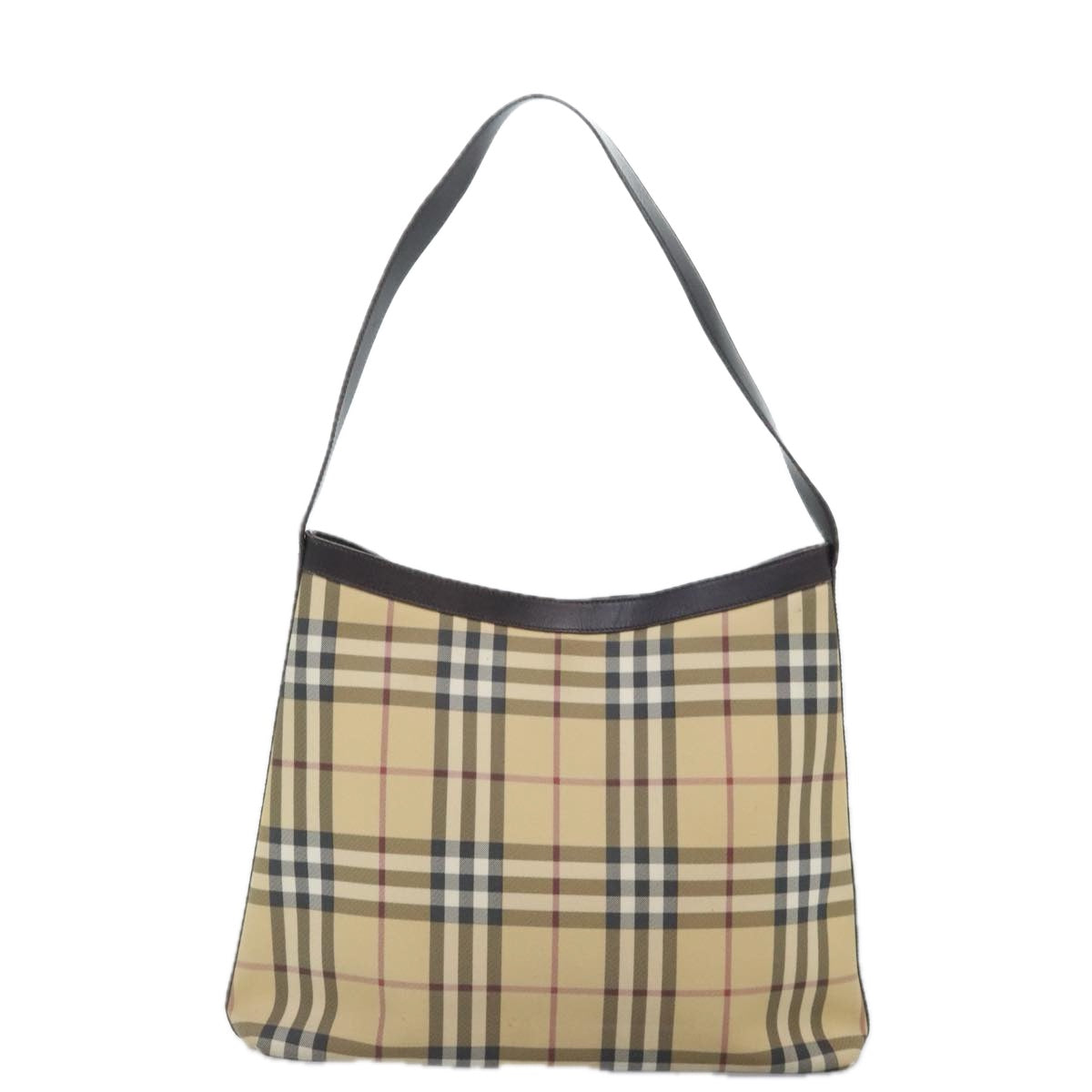 BURBERRY Nova Check Shoulder Bag Coated Canvas Beige Auth 90586