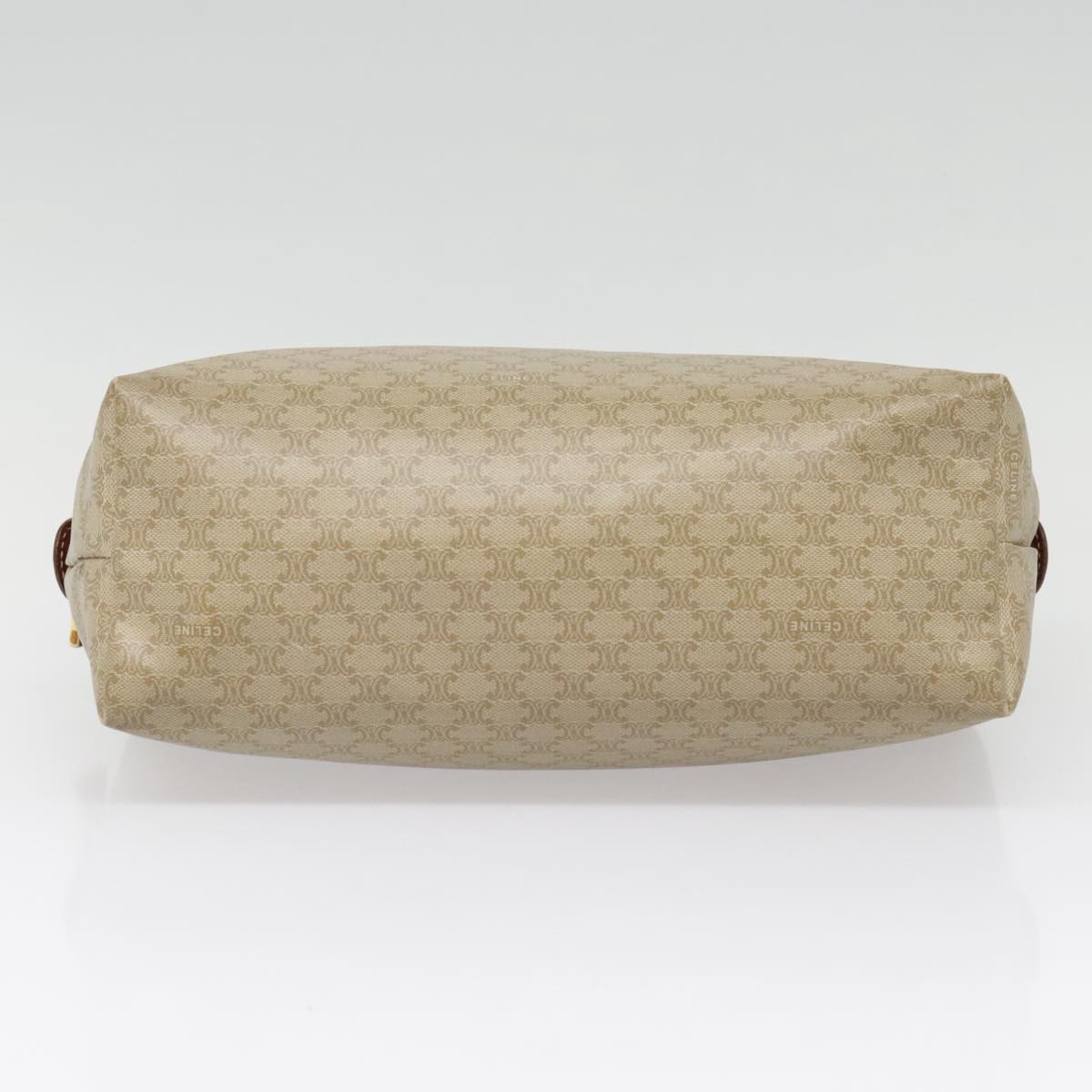 CELINE Macadam Canvas Pouch Beige Gold Auth 90594