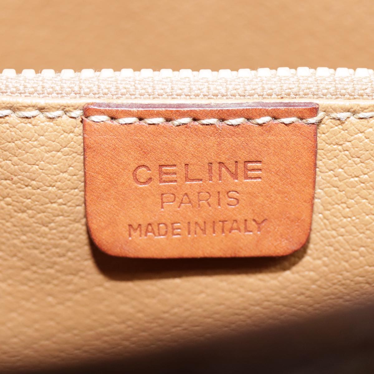 CELINE Macadam Canvas Hand Bag PVC Leather Brown Gold Auth 90612