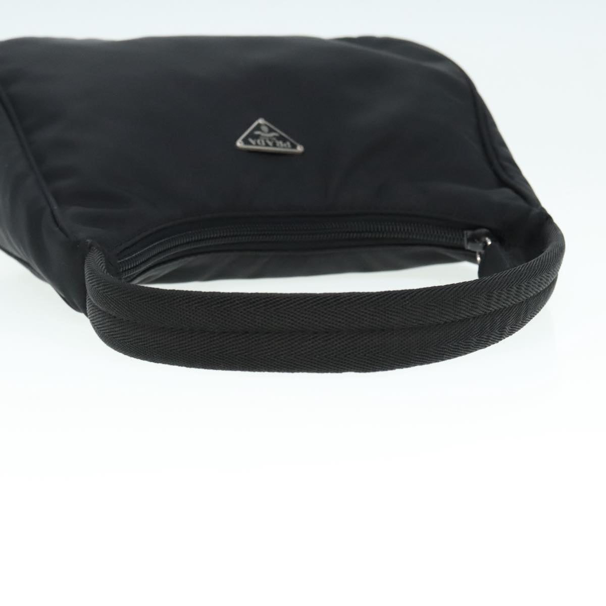 PRADA Hand Bag Nylon Black Silver Auth 90614