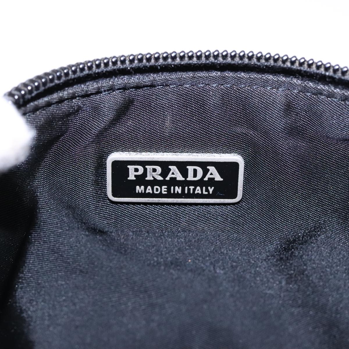 PRADA Accessory Pouch Nylon Black Silver Auth 90630