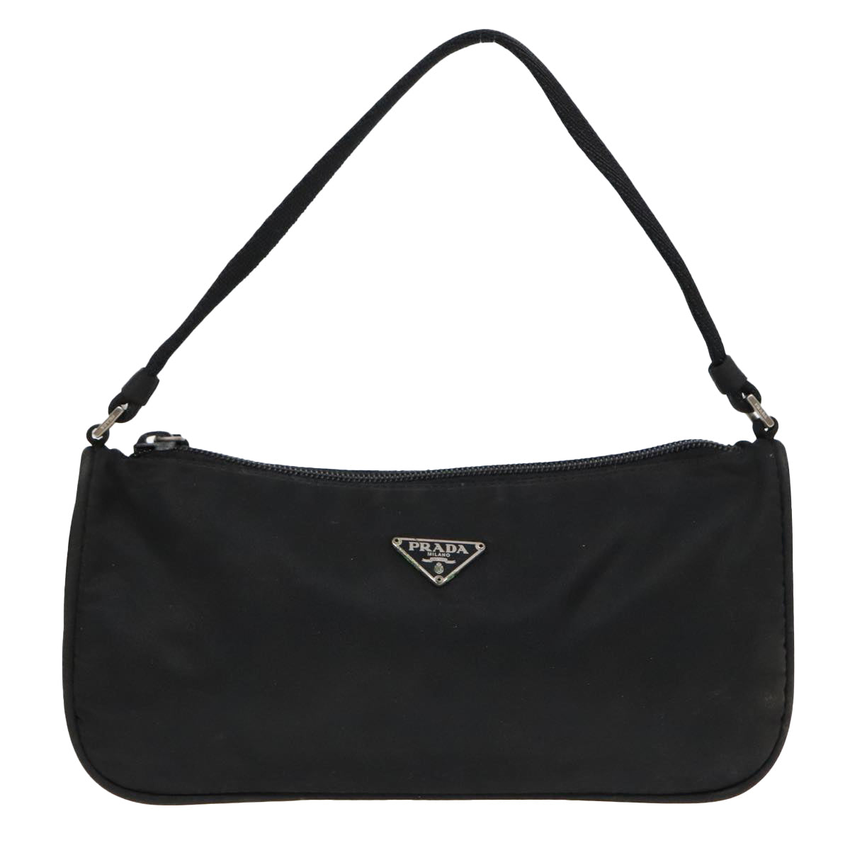 PRADA Accessory Pouch Nylon Black Silver Auth 90630