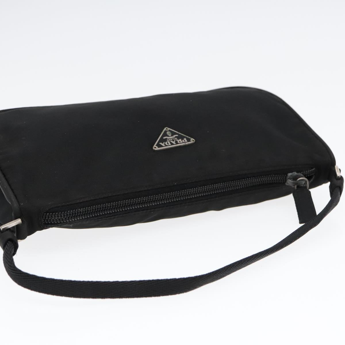 PRADA Accessory Pouch Nylon Black Silver Auth 90630