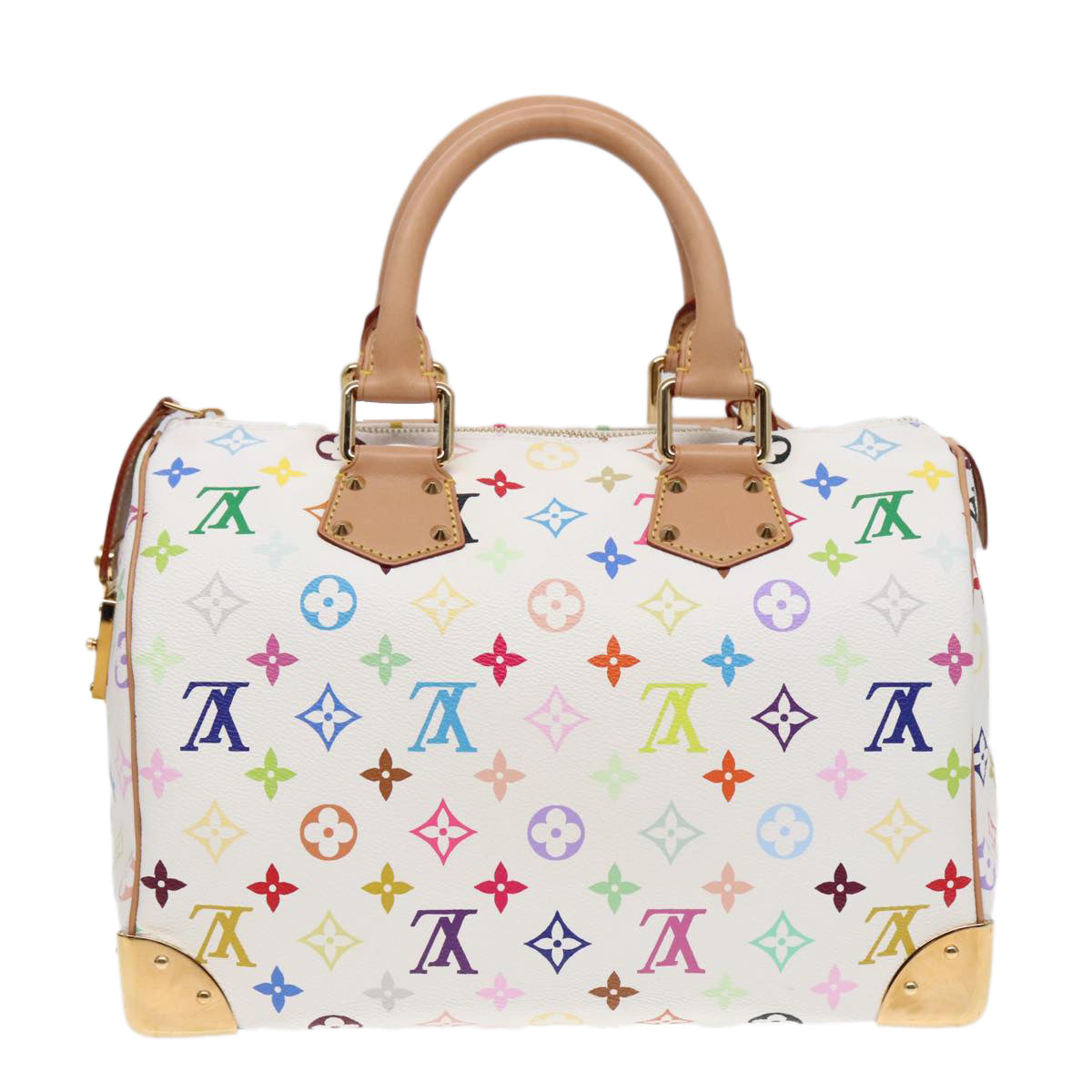 LOUIS VUITTON Monogram Multicolor Speedy 30 Hand Bag White M92643 LV Auth 90665A