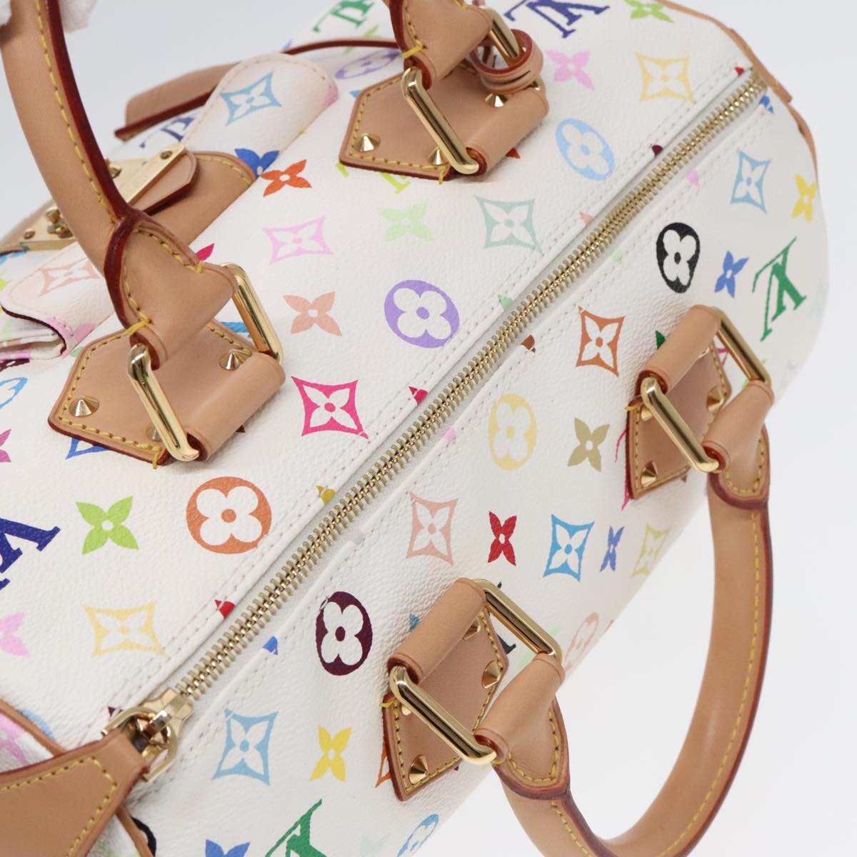 LOUIS VUITTON Monogram Multicolor Speedy 30 Hand Bag White M92643 LV Auth 90665A