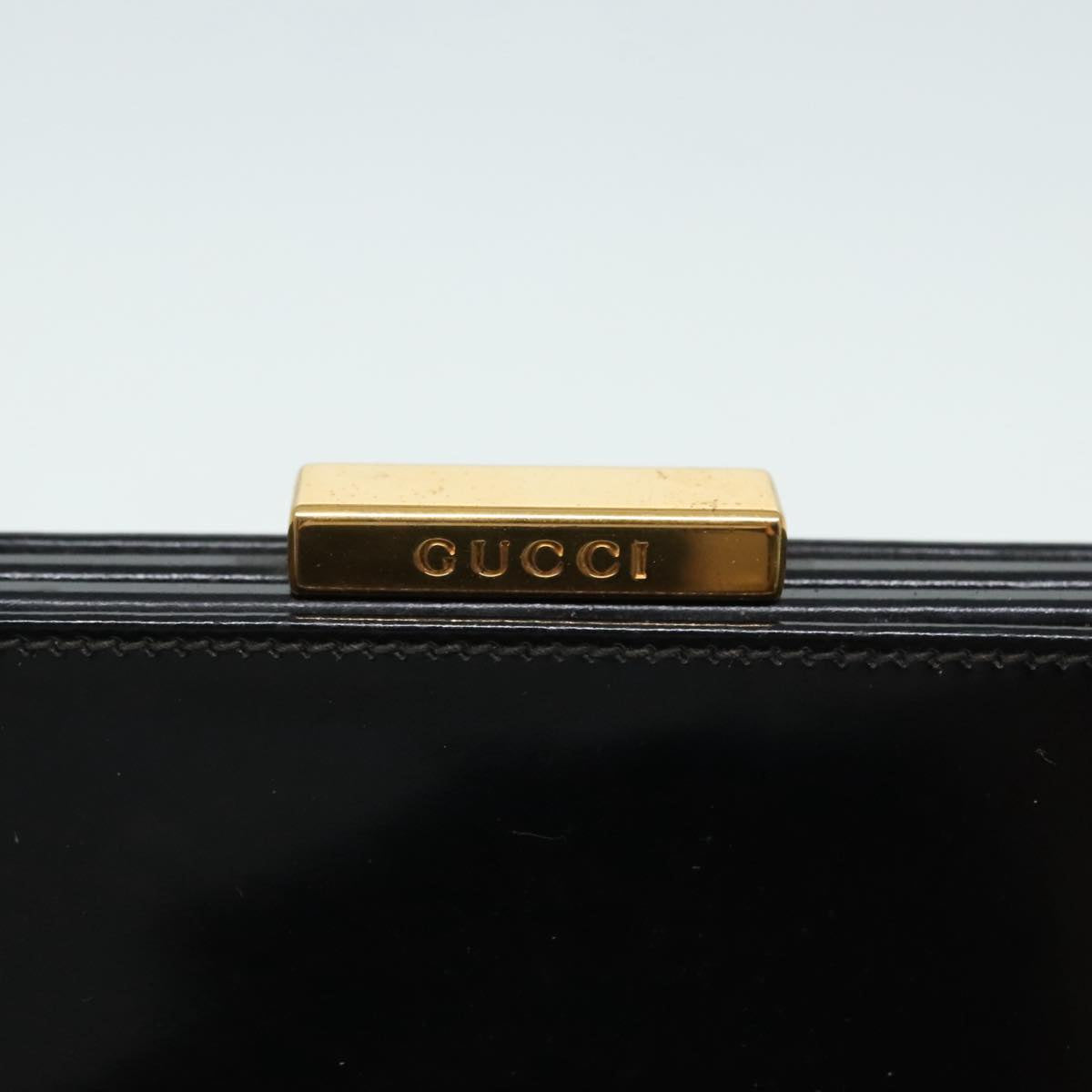 GUCCI Bamboo Hand Bag Leather Black Gold 000 781 0295 Auth 90684