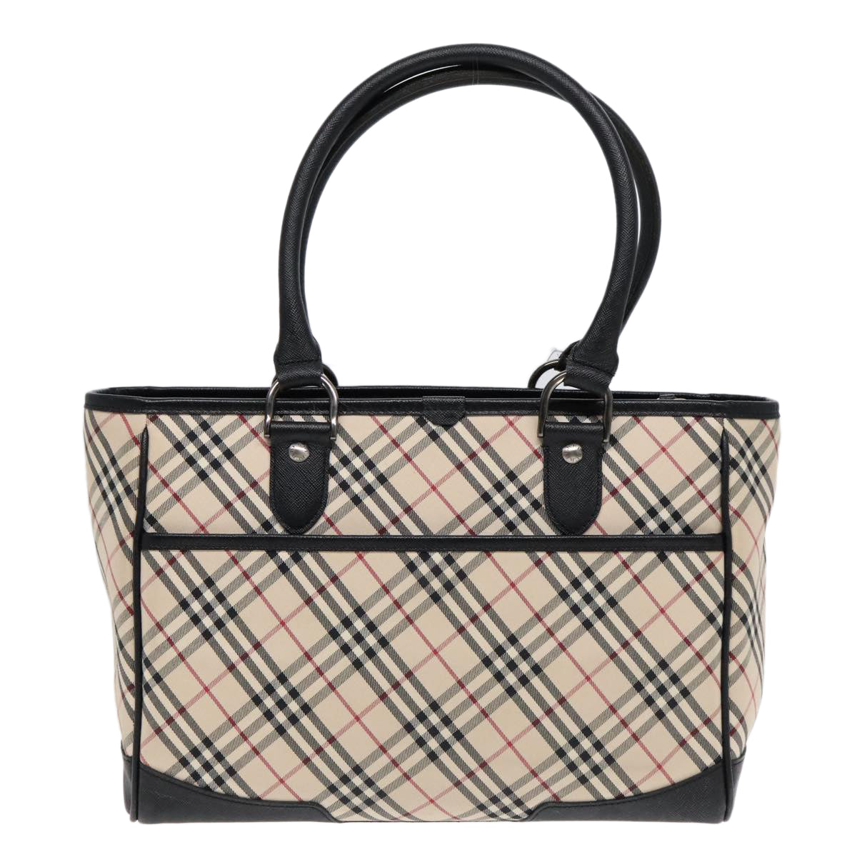 BURBERRY Nova Check Hand Bag Canvas Beige Black Auth 90729