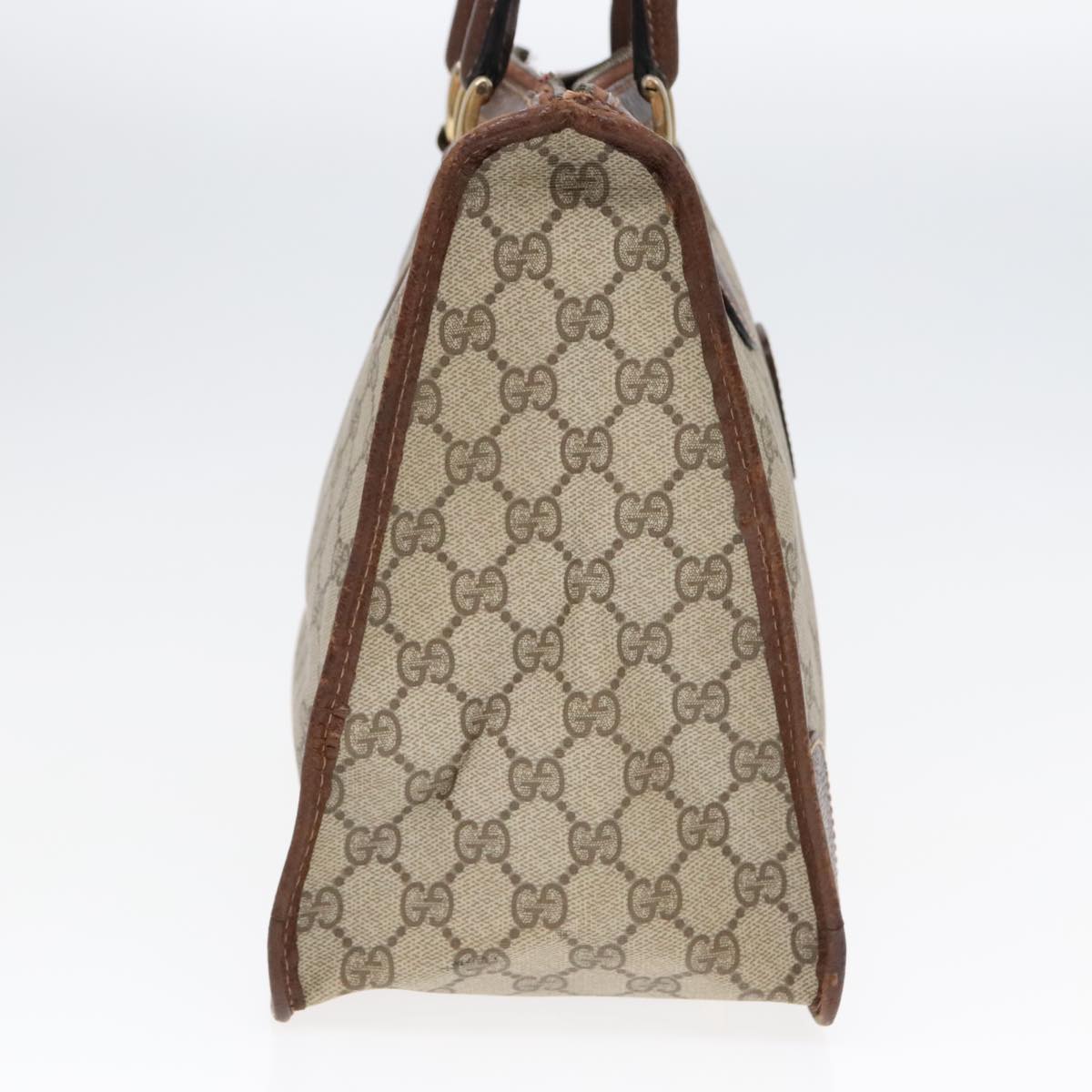 GUCCI GG Canvas Hand Bag PVC Beige Auth 90751