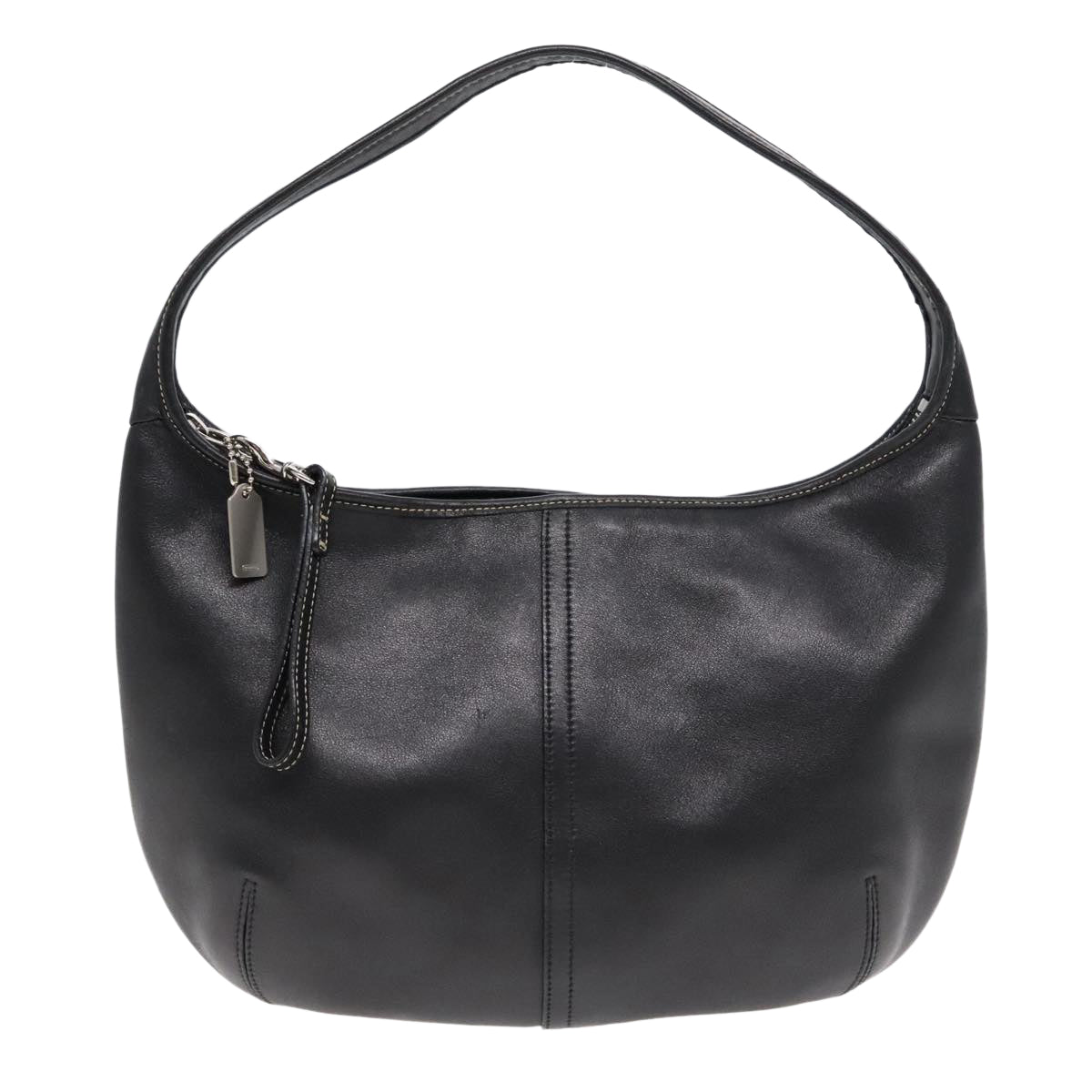 Coach Shoulder Bag Leather Black Auth 90759