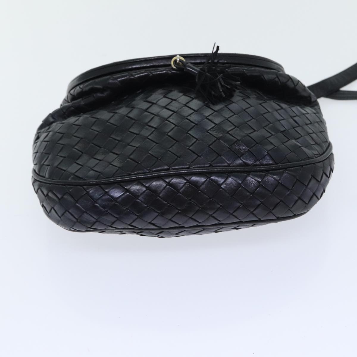 BOTTEGA VENETA INTRECCIATO Shoulder Bag Leather Black Auth 90762