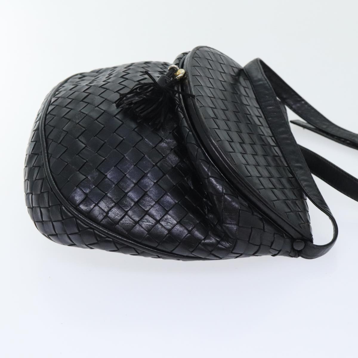 BOTTEGA VENETA INTRECCIATO Shoulder Bag Leather Black Auth 90762