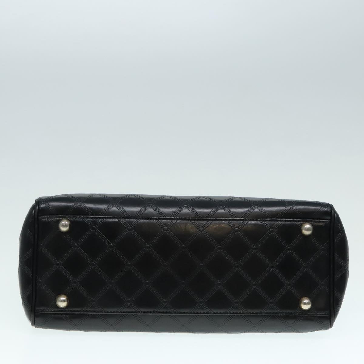 VERSACE Hand Bag Leather Black Auth 90763