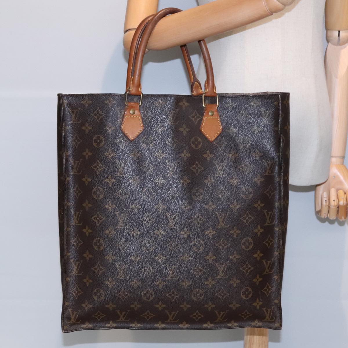 LOUIS VUITTON Monogram Sac Plat Hand Bag M51140 LV Auth 90771