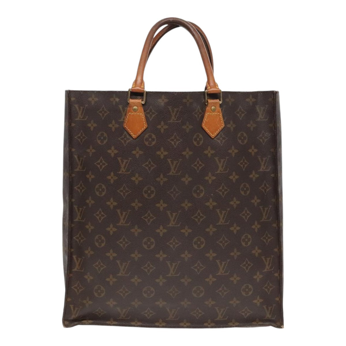 LOUIS VUITTON Monogram Sac Plat Hand Bag M51140 LV Auth 90771