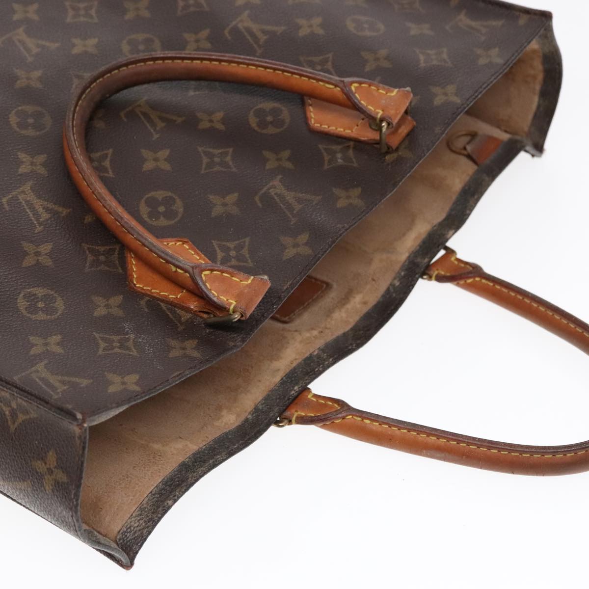 LOUIS VUITTON Monogram Sac Plat Hand Bag M51140 LV Auth 90771