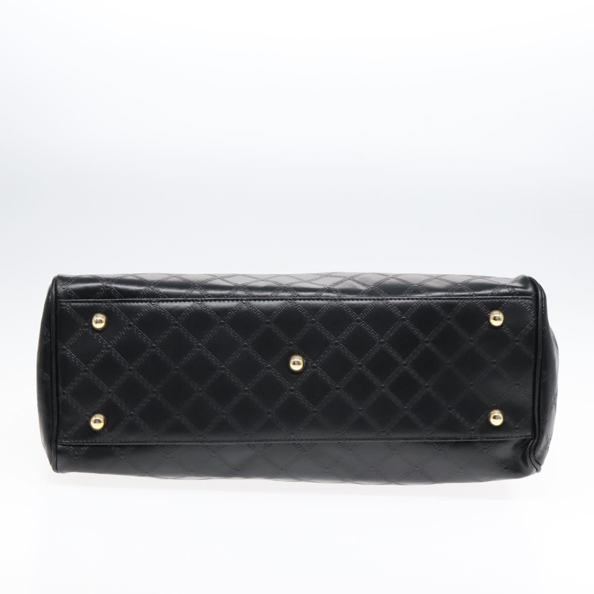 VERSACE Hand Bag Leather 2way Black Auth 90778