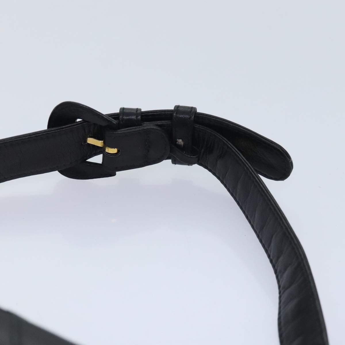 CHANEL Bicolore Chain Waist bag Leather Black Gold CC Auth 90785AM