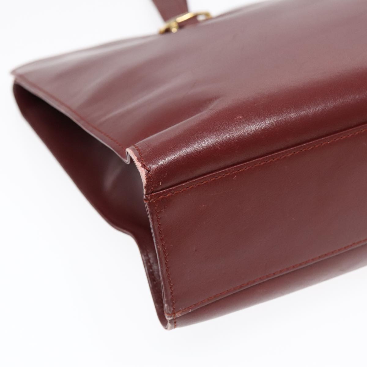 CARTIER Tote Bag Leather Bordeaux Auth 90789