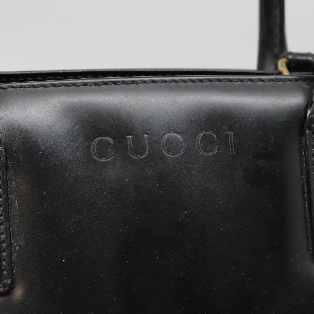 GUCCI Hand Bag Patent leather Black Auth 90794