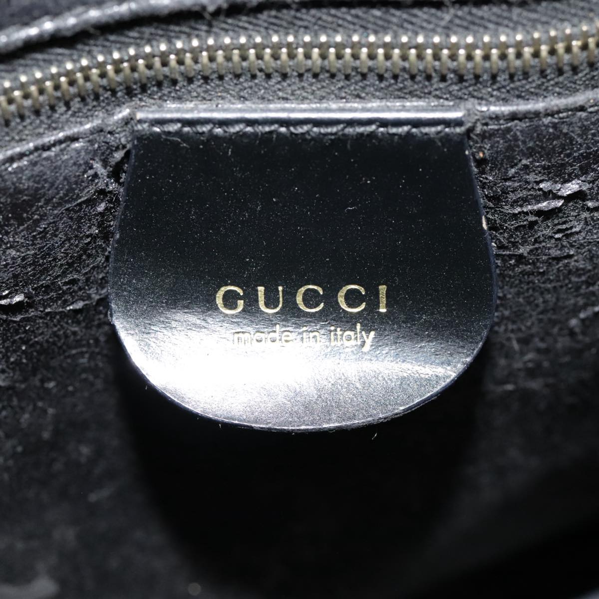 GUCCI Hand Bag Patent leather Black Auth 90794