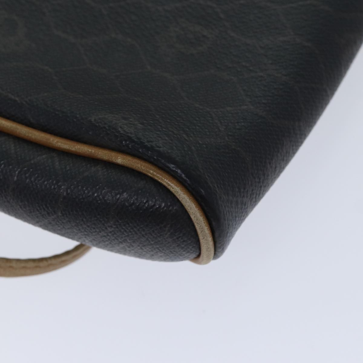 Christian Dior Honeycomb Canvas Shoulder Bag PVC Leather Black Auth 90814