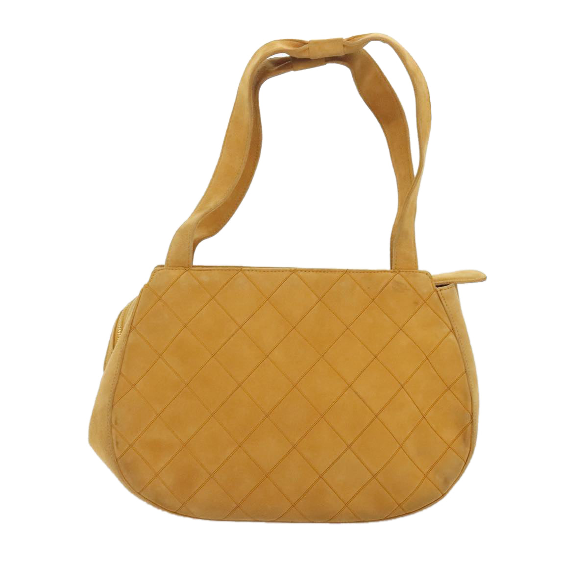 CHANEL Matelasse Hand Bag Suede Yellow CC Auth 90853