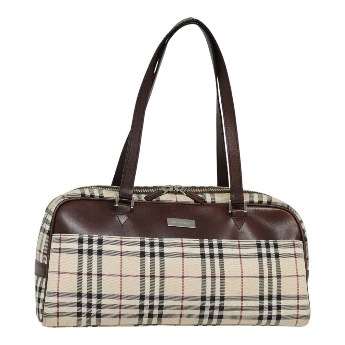 BURBERRY Nova Check Shoulder Bag Canvas Beige Auth 90861