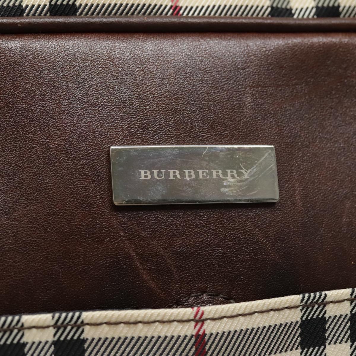 BURBERRY Nova Check Shoulder Bag Canvas Beige Auth 90861