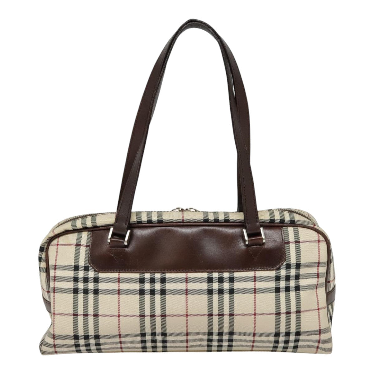 BURBERRY Nova Check Shoulder Bag Canvas Beige Auth 90861