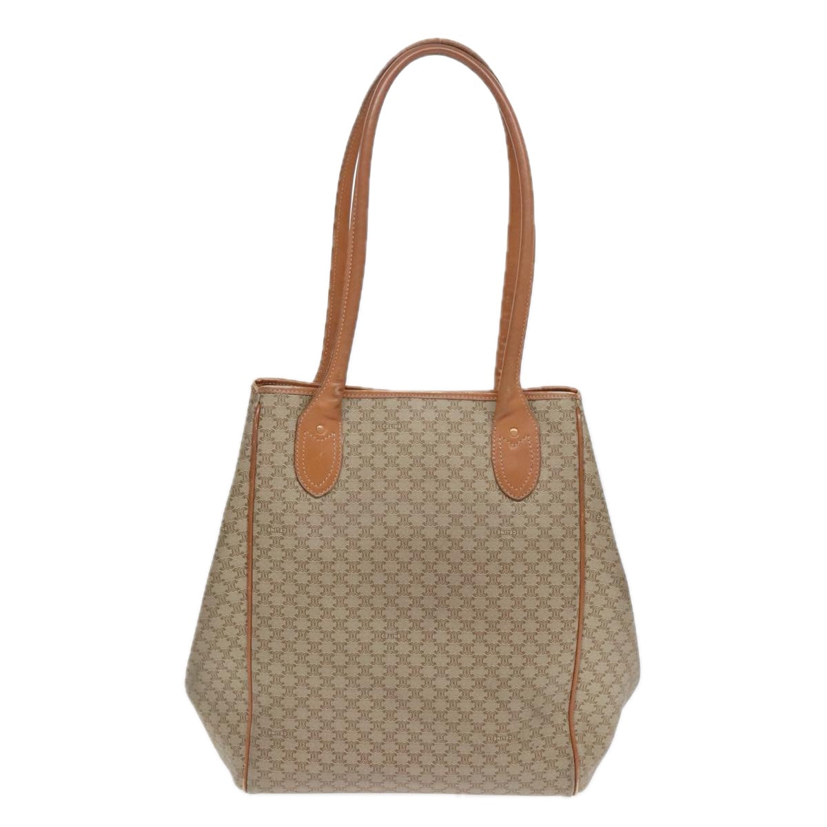 CELINE Macadam Canvas Tote Bag PVC Beige Auth 90869