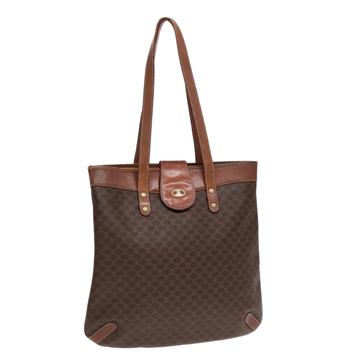 CELINE Macadam Canvas Tote Bag PVC Brown Auth 90881