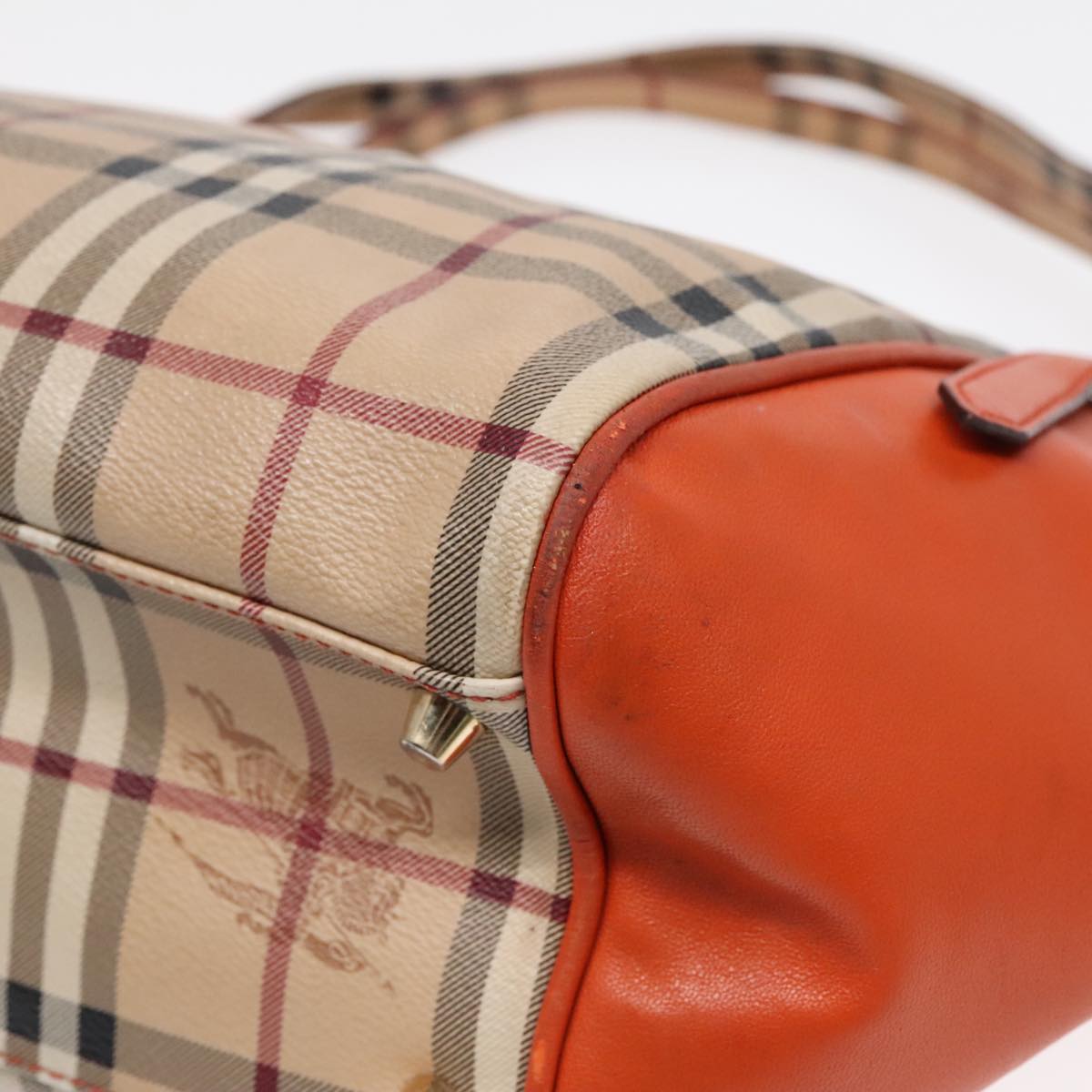 BURBERRY Nova Check Tote Bag PVC Beige Orange Auth 90884