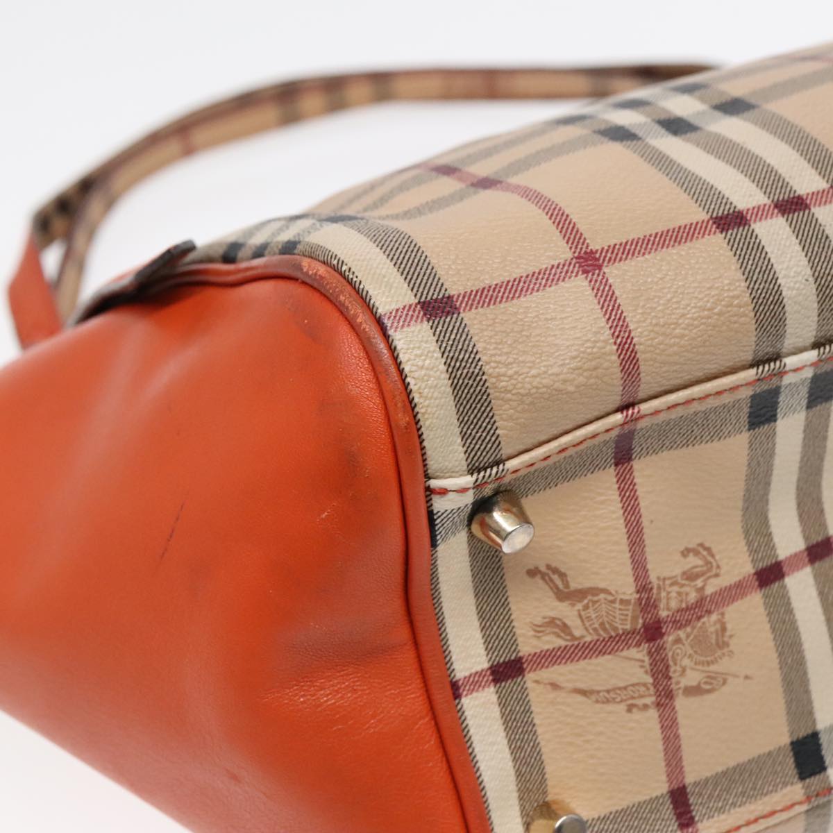 BURBERRY Nova Check Tote Bag PVC Beige Orange Auth 90884