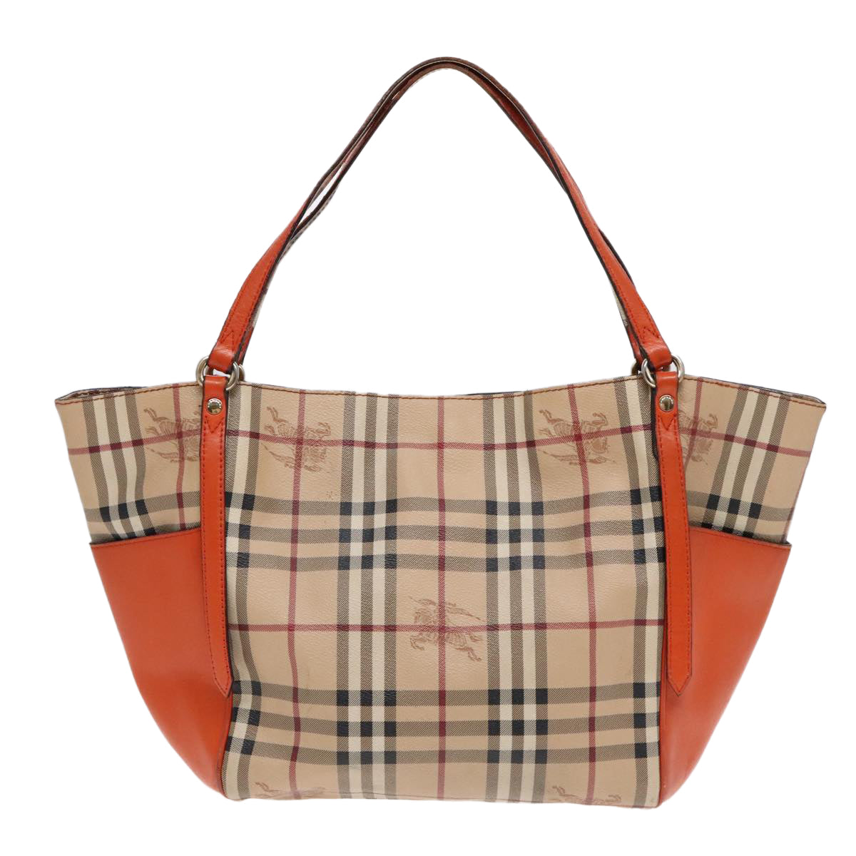 BURBERRY Nova Check Tote Bag PVC Beige Orange Auth 90884