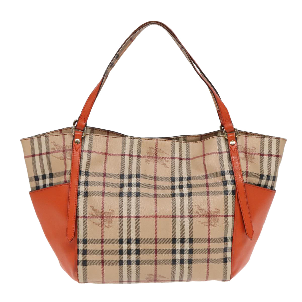 BURBERRY Nova Check Tote Bag PVC Beige Orange Auth 90884