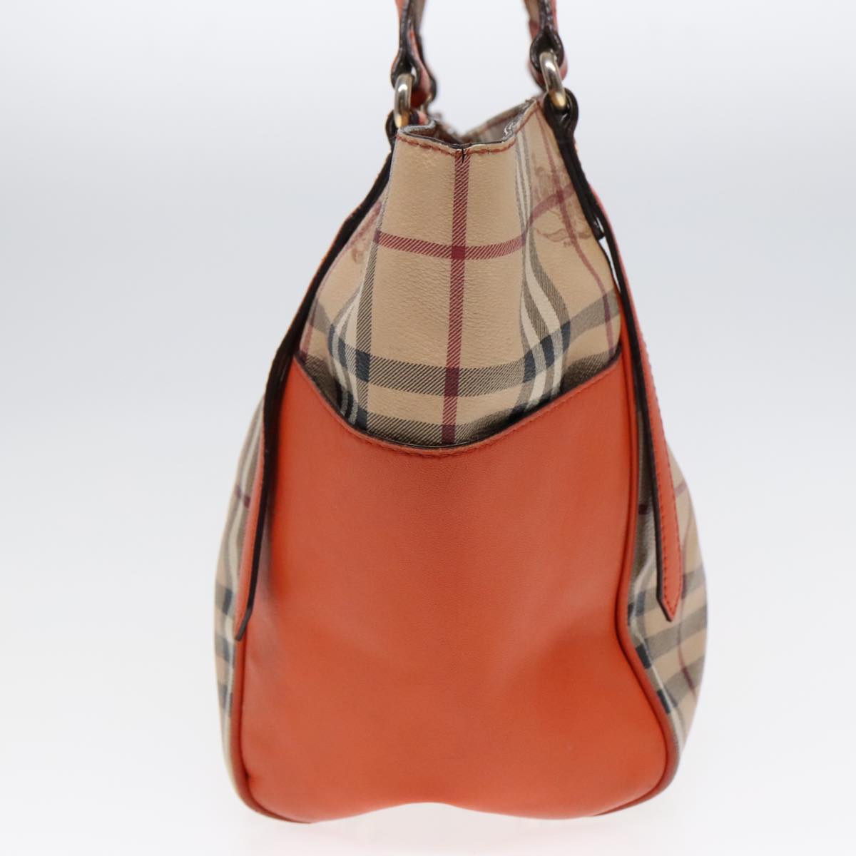 BURBERRY Nova Check Tote Bag PVC Beige Orange Auth 90884