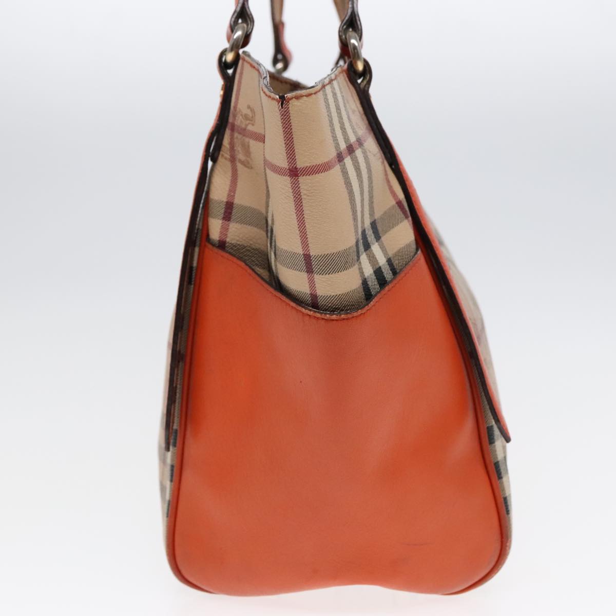 BURBERRY Nova Check Tote Bag PVC Beige Orange Auth 90884