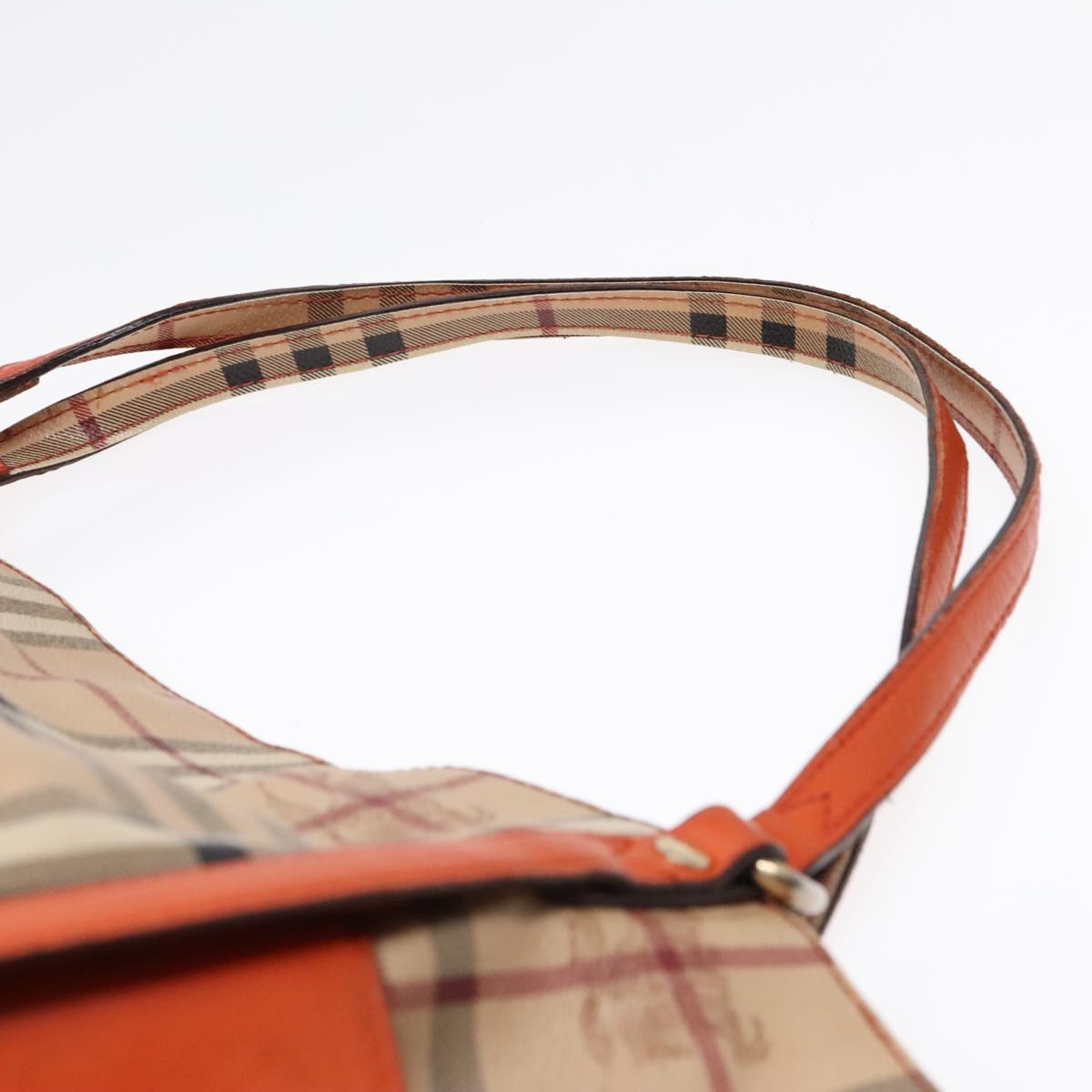 BURBERRY Nova Check Tote Bag PVC Beige Orange Auth 90884