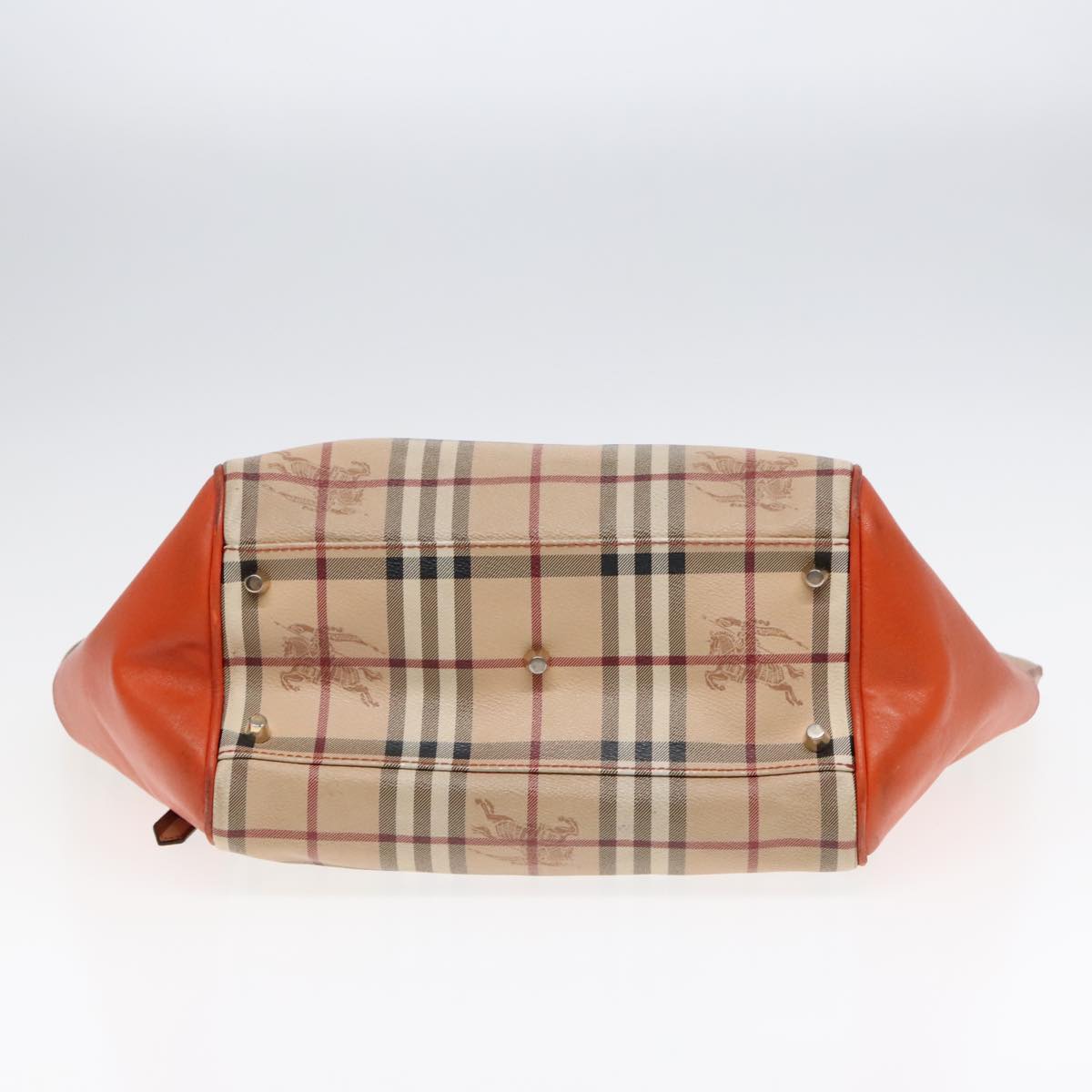 BURBERRY Nova Check Tote Bag PVC Beige Orange Auth 90884