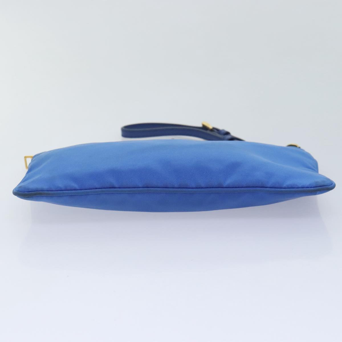 PRADA Accessory Pouch Nylon Blue Gold Auth 90956