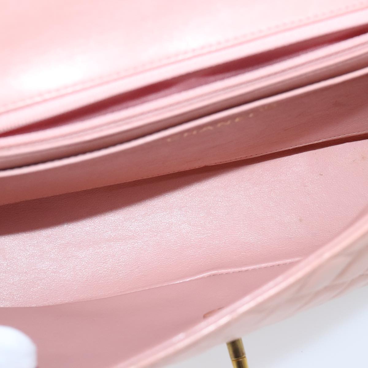 CHANEL Parent Child Bag Hand Bag Lamb Skin Pink Gold CC Auth 90957SAV