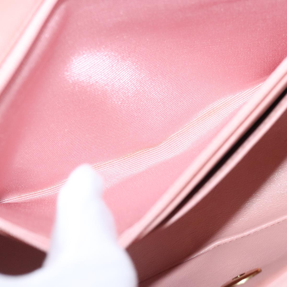 CHANEL Parent Child Bag Hand Bag Lamb Skin Pink Gold CC Auth 90957SAV