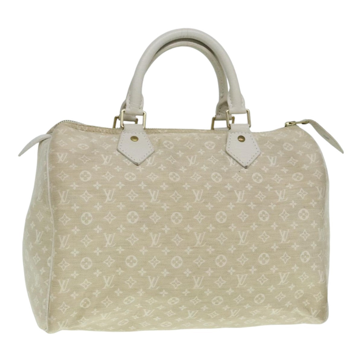 LOUIS VUITTON Monogram Mini Lin Speedy 30 Bag White Dunne M95319 LV Auth 90964