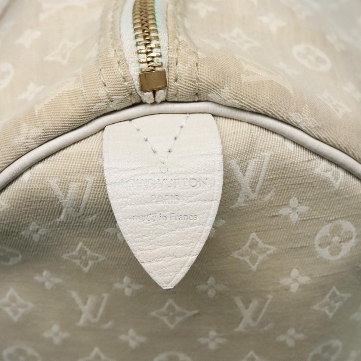 LOUIS VUITTON Monogram Mini Lin Speedy 30 Bag White Dunne M95319 LV Auth 90964